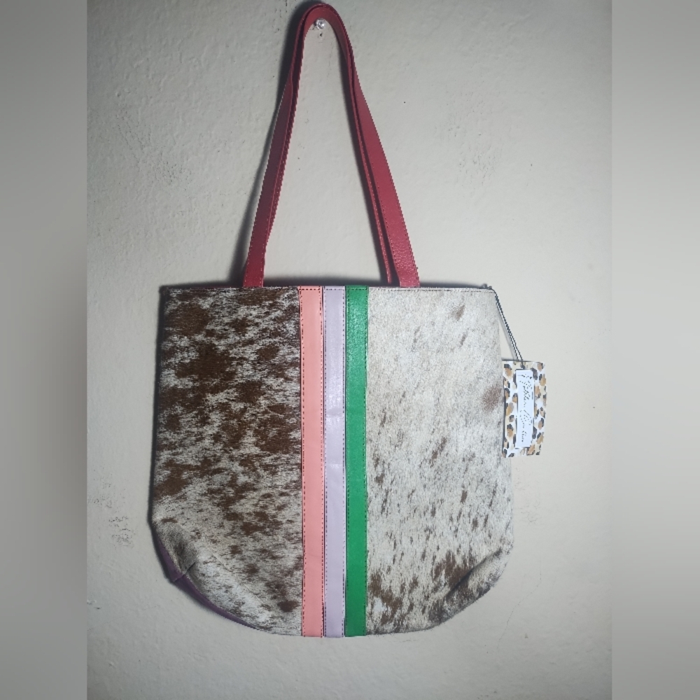 New Folklore Couture Purse Cowhide Handmade Distressed Leather Boho Western